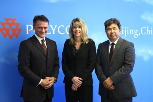 Polycom��̫�^(q��)�����ձȺ����������ޅ^(q��)����Hansjoerg Wagner (��һ)��Polycomȫ���N�ۈ�(zh��)�и�����Tracey Newell(����)��Polycom�Ї��^(q��)����(j��ng)�����(��һ)